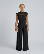 EVIE | Lace Bodice Cap Sleeve Wide Leg Jumpsuit