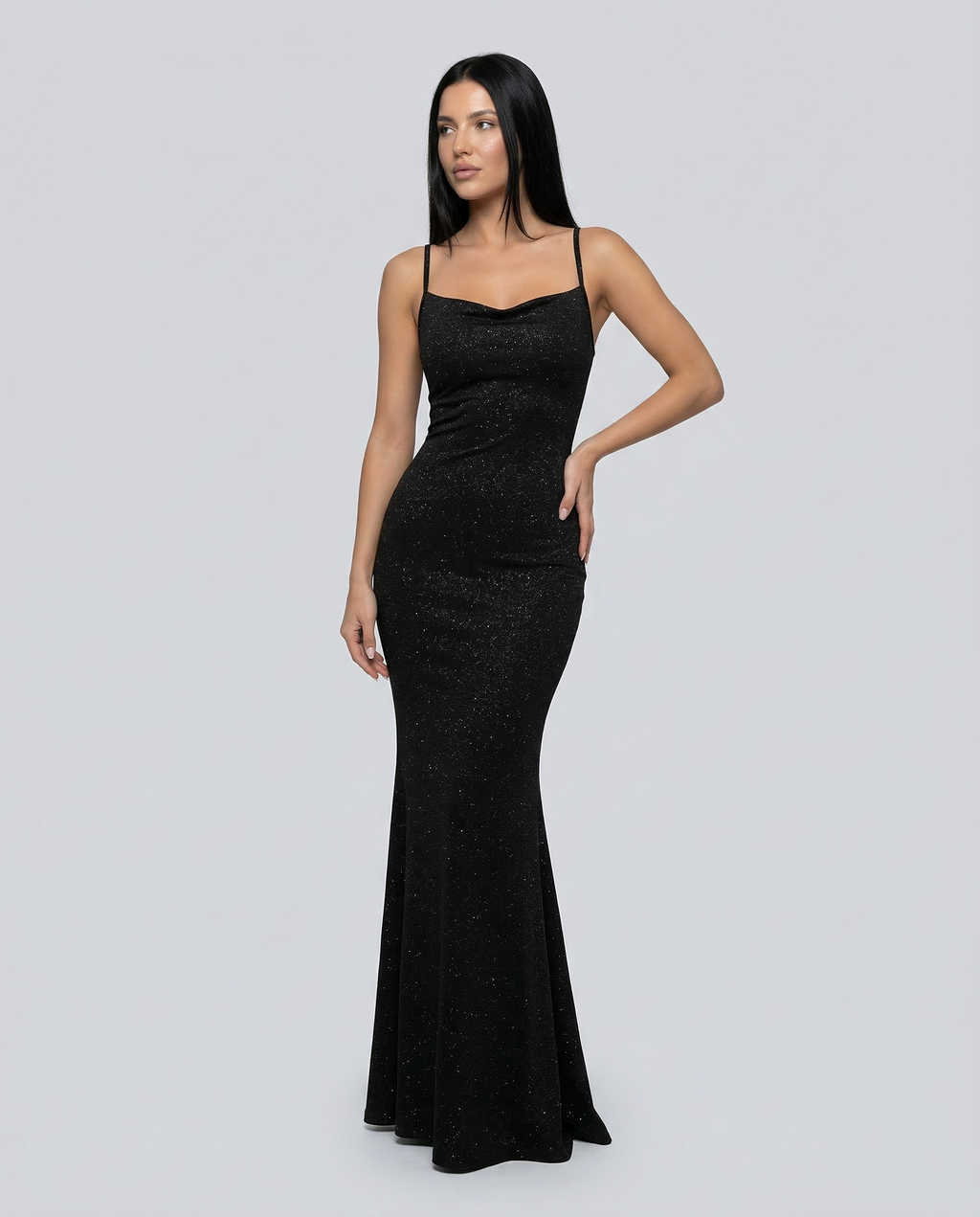 EVIE | Sequin Sleeveless Cross-Back Maxi Dress