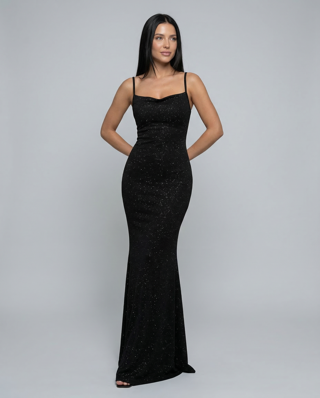 EVIE | Sequin Sleeveless Cross-Back Maxi Dress
