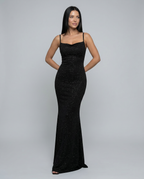 EVIE | Sequin Sleeveless Cross-Back Maxi Dress