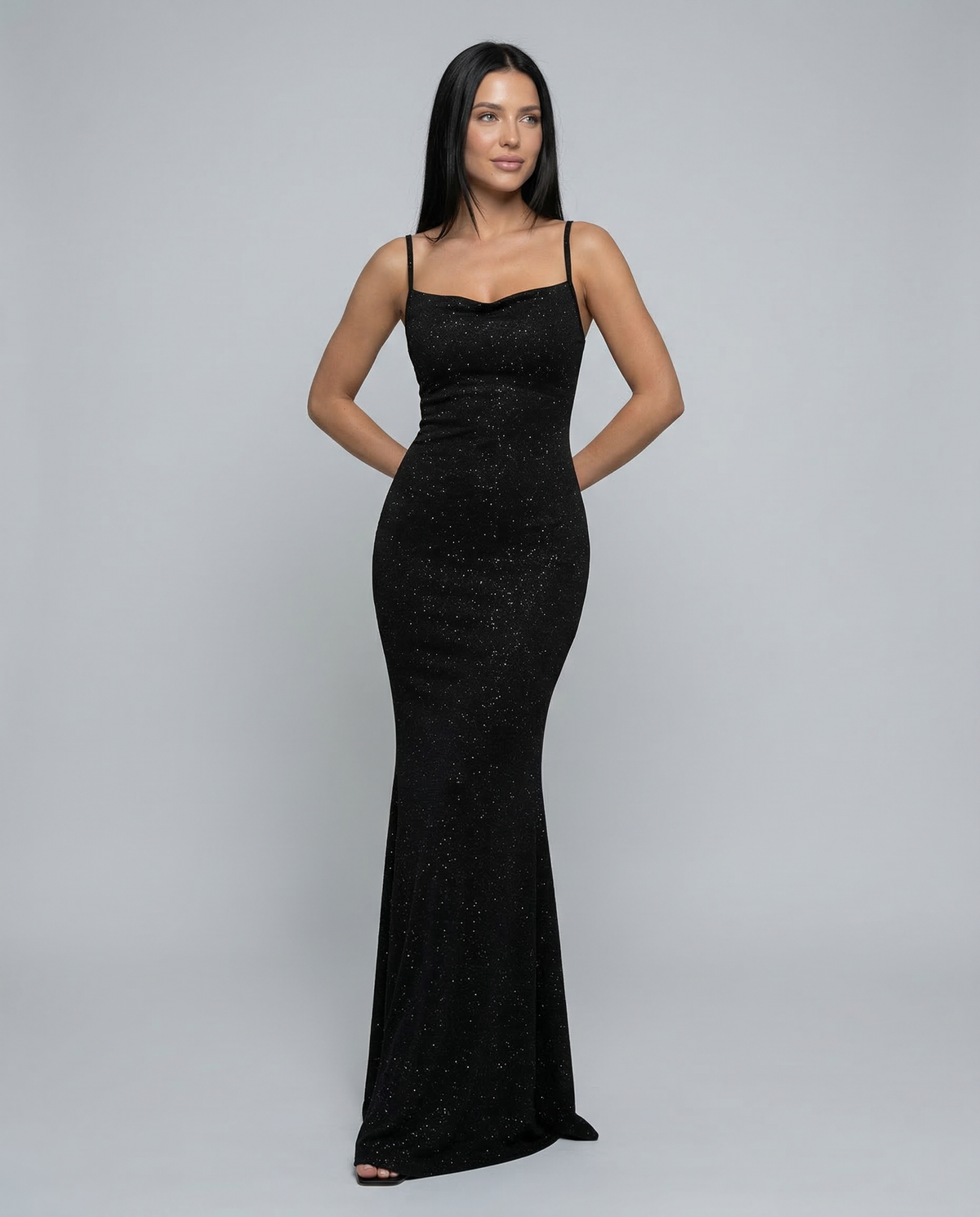 EVIE | Sequin Sleeveless Cross-Back Maxi Dress