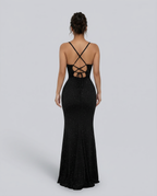 EVIE | Sequin Sleeveless Cross-Back Maxi Dress
