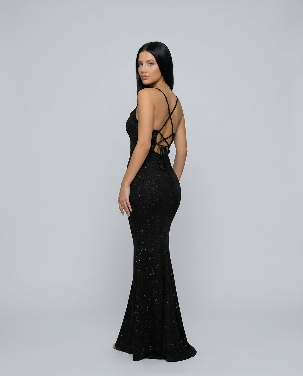 EVIE | Sequin Sleeveless Cross-Back Maxi Dress