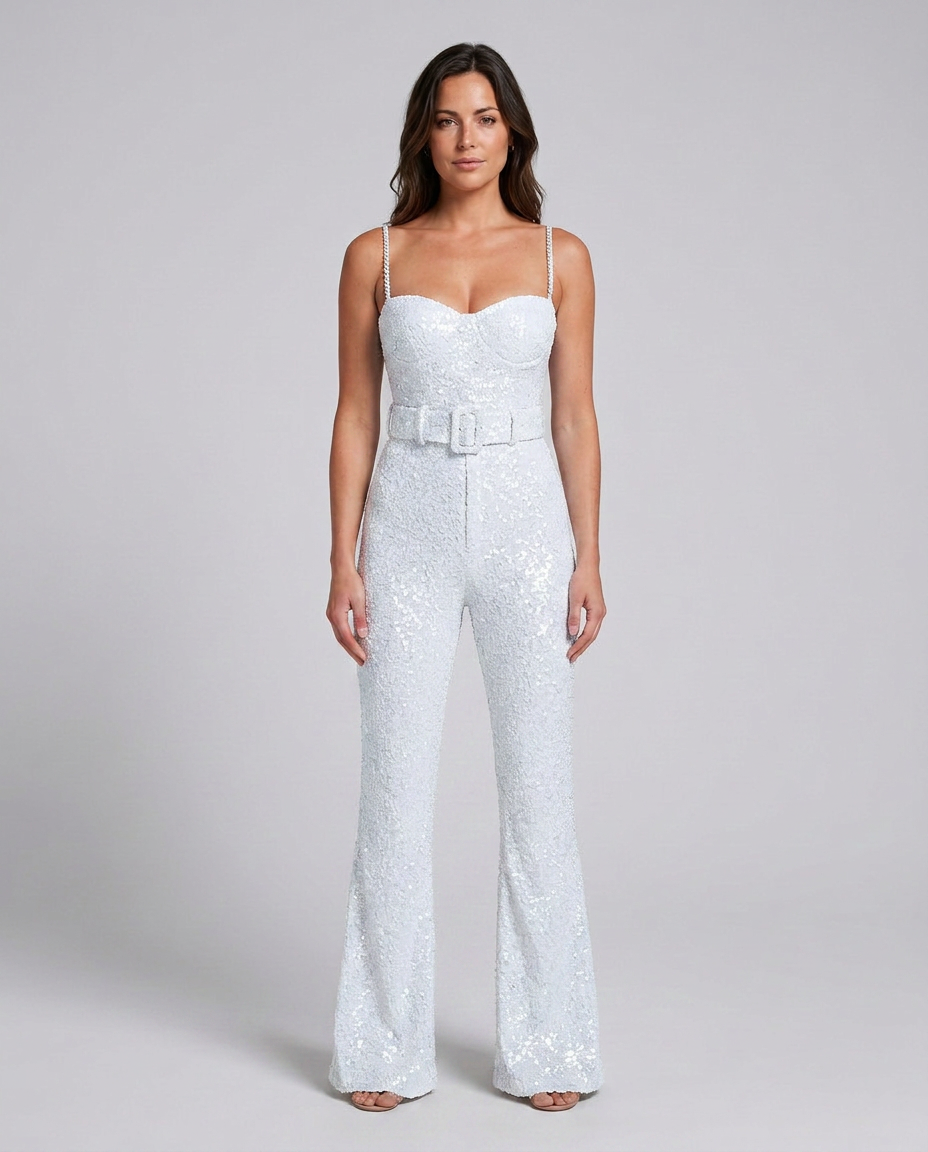 EVIE | Sequin Sleeveless Flared Jumpsuit