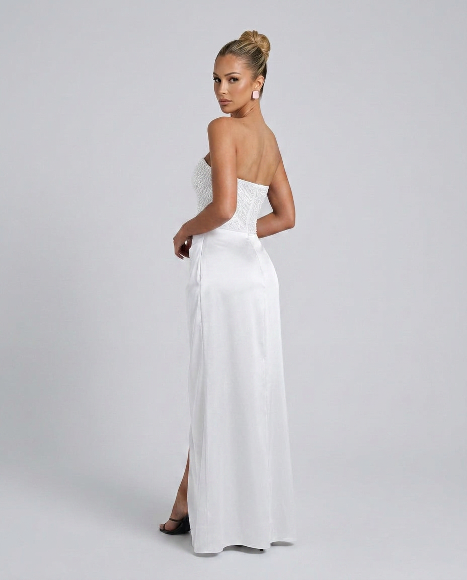 EVIE | Beaded Corset Sleeveless Evening Maxi Dress