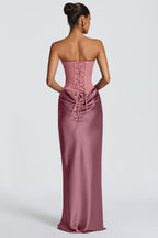 EVIE | Satin-Look Wrap Tie-Up Strapless Maxi Dress
