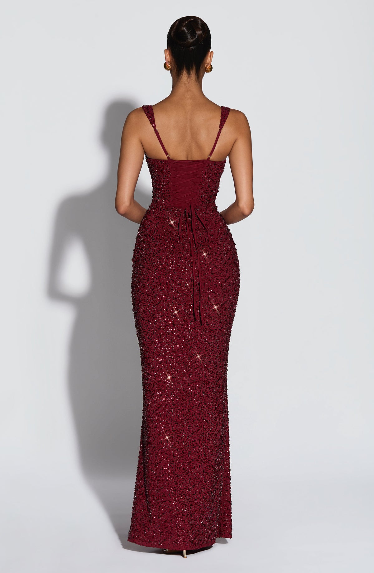 EVIE | Sequin Tie-Up Square Neck Maxi Dress