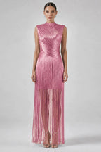 EVIE | Bandage Knit Tassel Sleeveless Maxi Dress