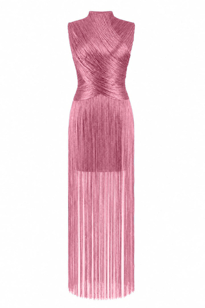 EVIE | Bandage Knit Tassel Sleeveless Maxi Dress