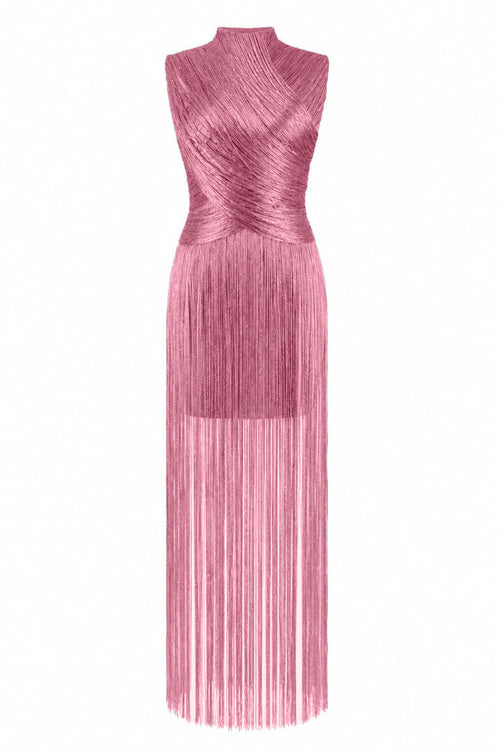 EVIE | Bandage Knit Tassel Sleeveless Maxi Dress
