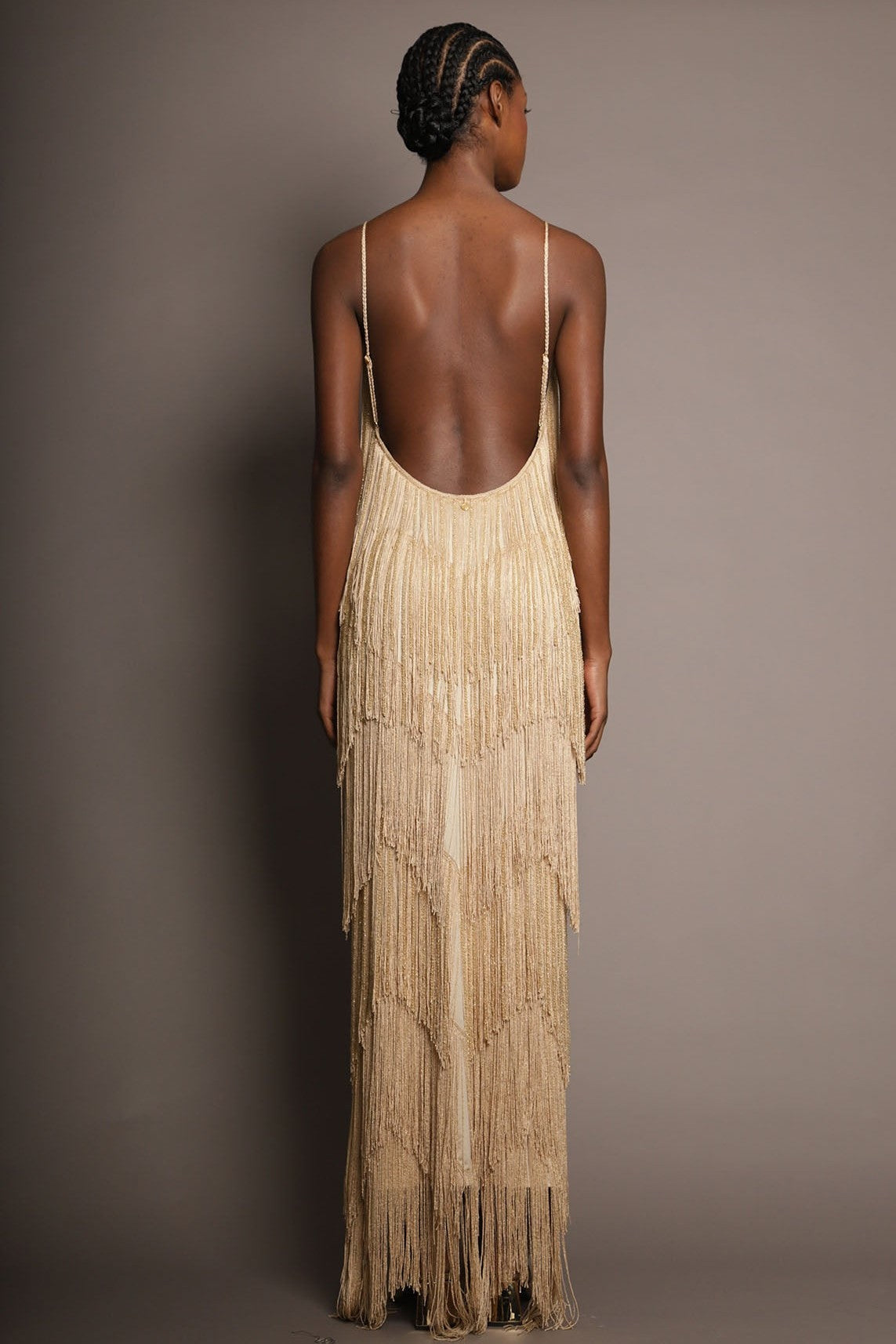 EVIE | Fringe Tiered V-Neck Cami Maxi Dress