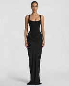 EVIE | Corset Draped Skirt Maxi Dress