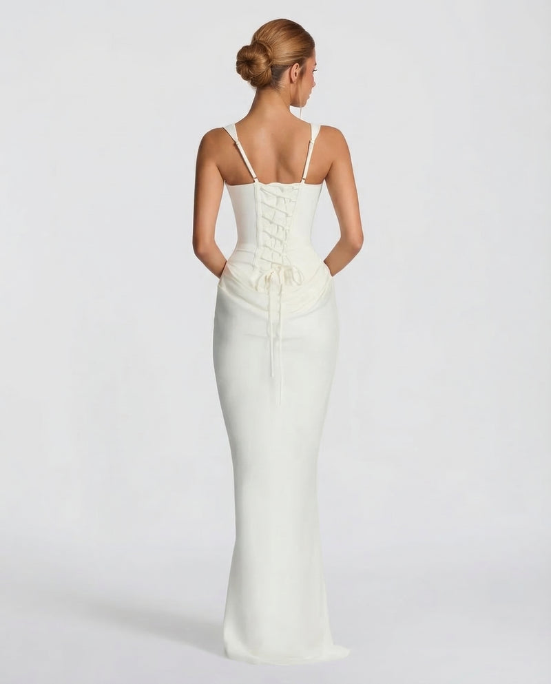 EVIE | Corset Draped Skirt Maxi Dress