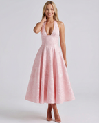 EVIE | Jacquard Halter Corset Midi Dress