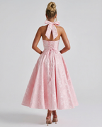 EVIE | Jacquard Halter Corset Midi Dress