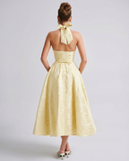 EVIE | Jacquard Halter Corset Midi Dress