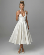 EVIE | Jacquard Halter Corset Midi Dress