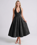 EVIE | Jacquard Halter Corset Midi Dress