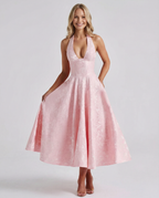EVIE | Jacquard Halter Corset Midi Dress