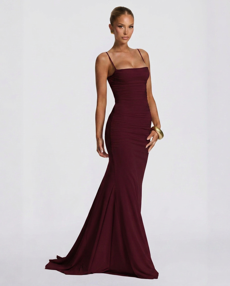 EVIE | Satin-Look Sleeveless Wedding Guest Maxi Dress