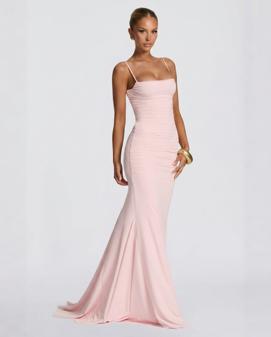 EVIE | Satin-Look Sleeveless Wedding Guest Maxi Dress