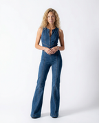 EVIE | Heart Cutout Back Sleeveless Denim Jumpsuit