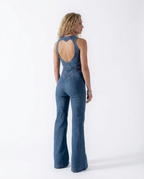 EVIE | Heart Cutout Back Sleeveless Denim Jumpsuit