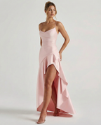 EVIE | Satin Look Lace-Up Back Maxi Dress