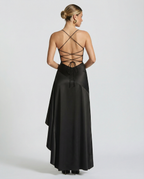 EVIE | Satin Look Lace-Up Back Maxi Dress
