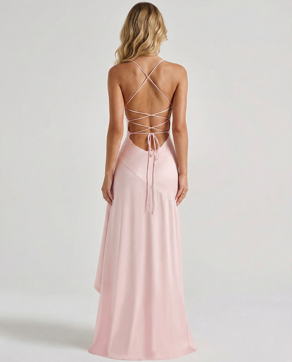 EVIE | Satin Look Lace-Up Back Maxi Dress
