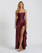 EVIE | Satin Look Lace-Up Back Maxi Dress