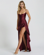 EVIE | Satin Look Lace-Up Back Maxi Dress