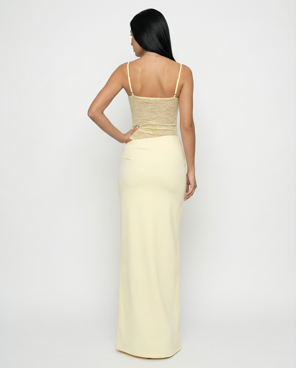 EVIE | Lace Panel Tie-Shoulder Maxi Dress