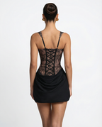 EVIE | Lace Corset Draped Skirt Mini Dress