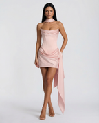 EVIE | Lace Corset Draped Skirt Mini Dress