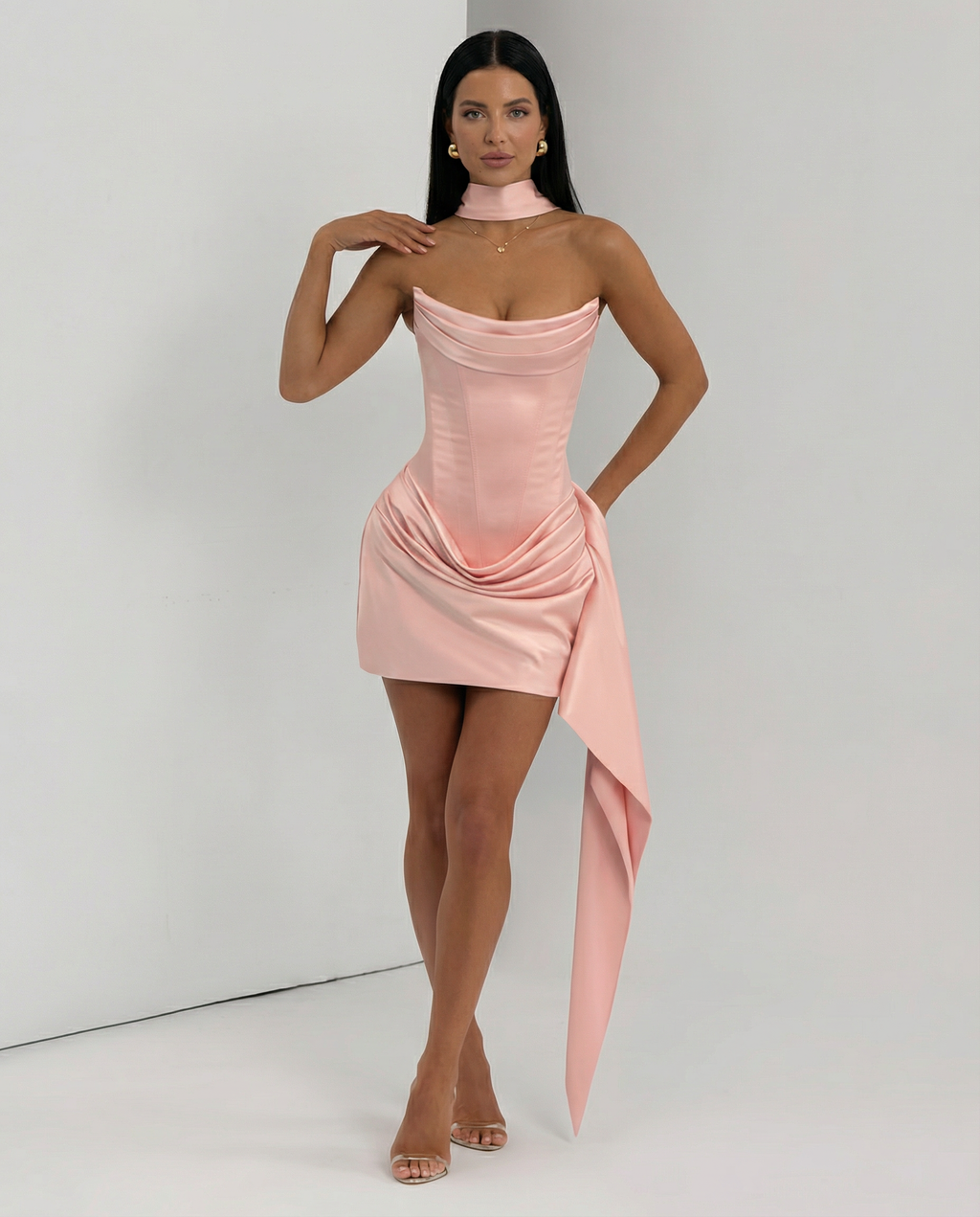 EVIE | Lace Corset Draped Skirt Mini Dress