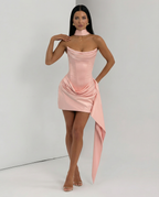EVIE | Lace Corset Draped Skirt Mini Dress
