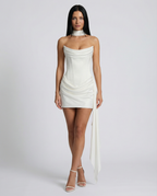 EVIE | Lace Corset Draped Skirt Mini Dress