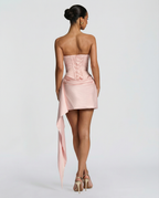 EVIE | Lace Corset Draped Skirt Mini Dress
