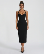 EVIE | Lace Corset Halter Midi Dress