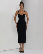 EVIE | Lace Corset Halter Midi Dress