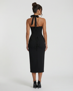 EVIE | Lace Corset Halter Midi Dress
