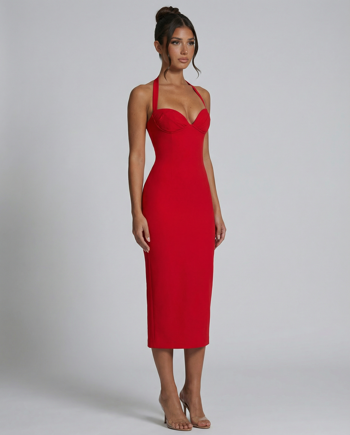 EVIE | Lace Corset Halter Midi Dress