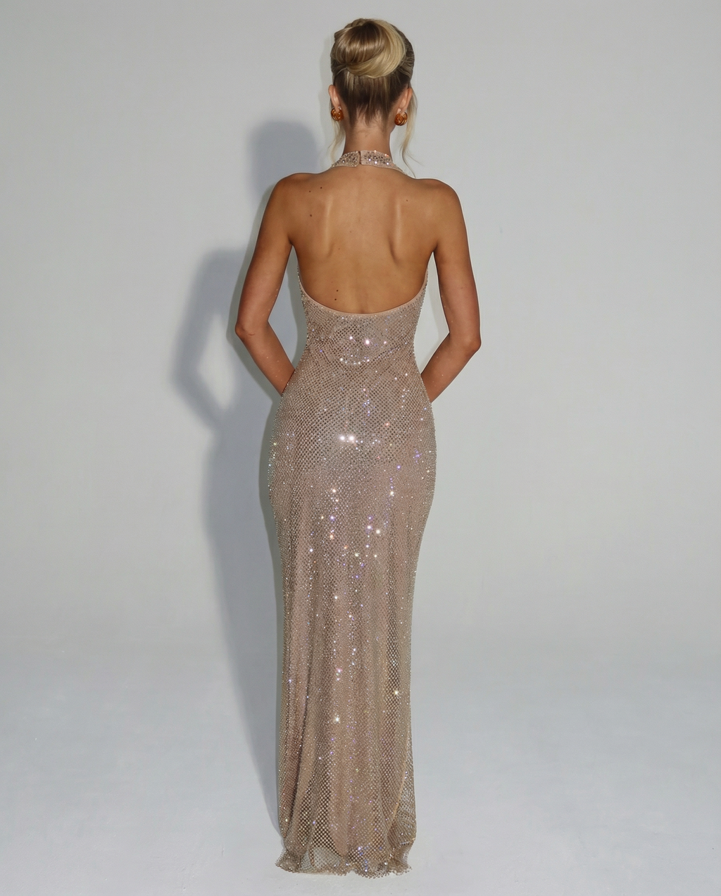 EVIE | Sequin Halter Neck Bodycon Maxi Dress