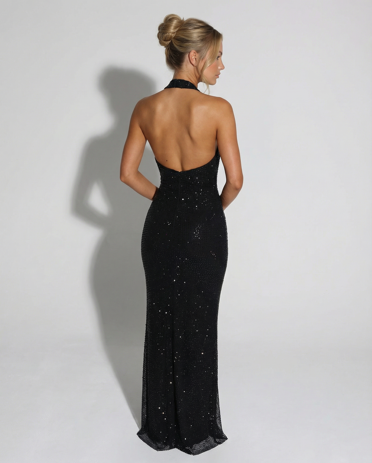 EVIE | Sequin Halter Neck Bodycon Maxi Dress