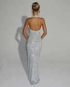 EVIE | Sequin Halter Neck Bodycon Maxi Dress
