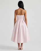 EVIE | Corset Strapless Full Skirt Midi Dress