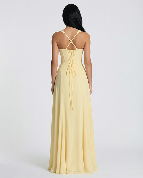EVIE | Corset Lace-Up Back Maxi Dress