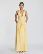 EVIE | Halter Neck Ruched Corset Maxi Dress
