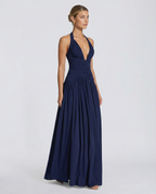 EVIE | Halter Neck Ruched Corset Maxi Dress
